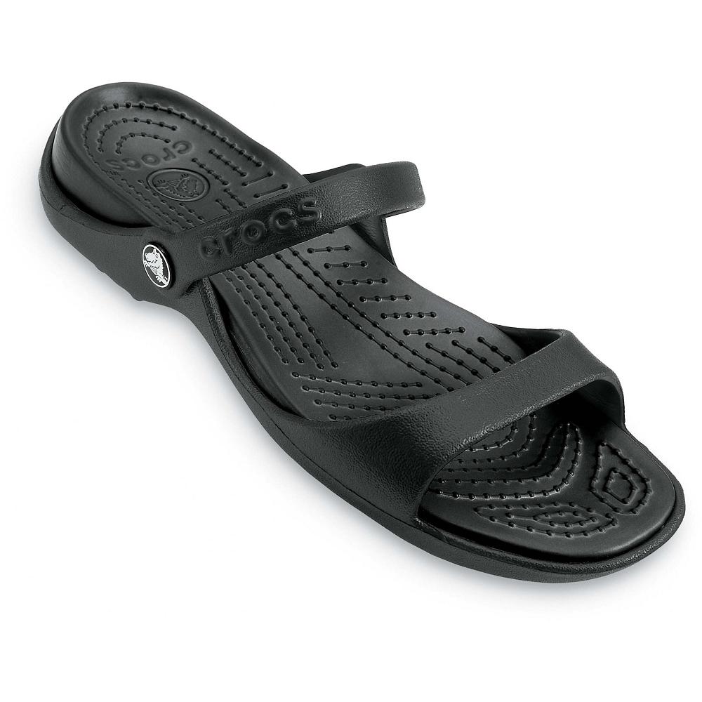 Black Women's Crocs Cleo Sandal Slides | NZ 0592ZUTG